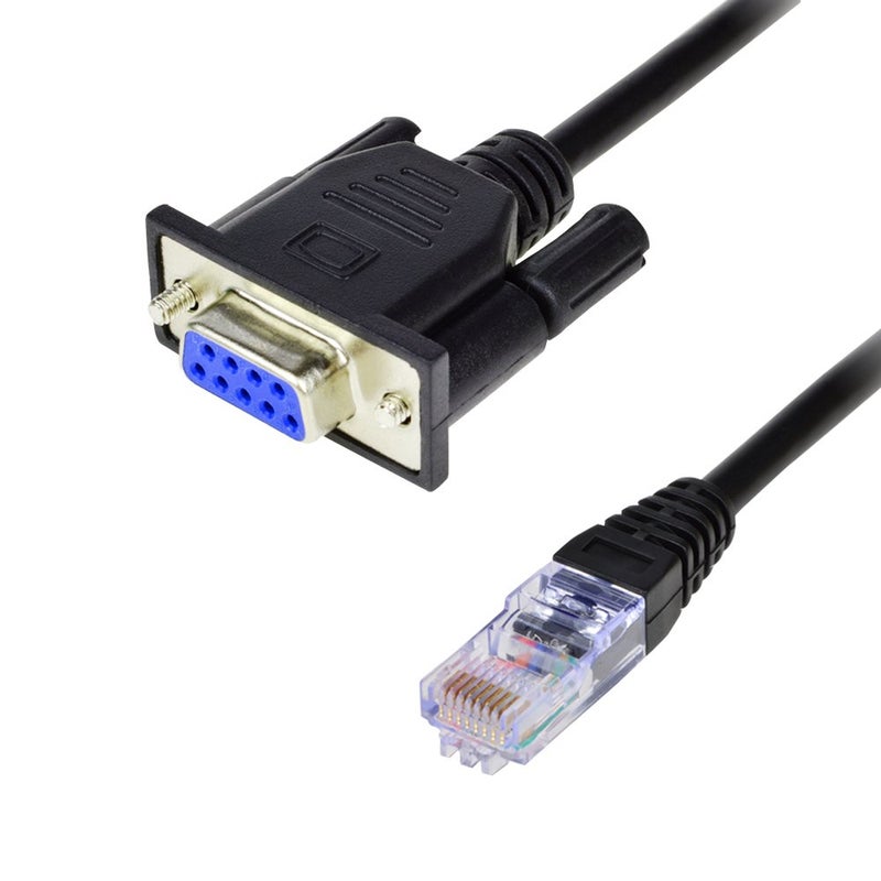 LFHUKEJI RJ45 to RS232, DB9 9-Pin Serial Port Female to RJ45 Female Cat5 Ethernet LAN Console 3.3Ft - Image 1